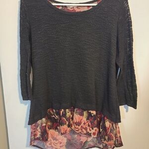 Elegant Black and Floral Layered Blouse